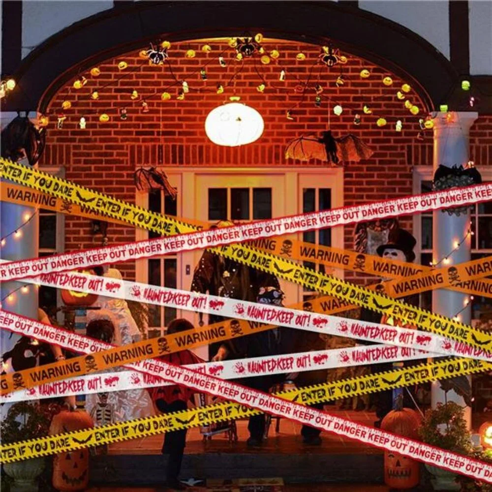 4Pcs Halloween Decorations Caution Fright Tape Bundle, Scary Caution Roll
